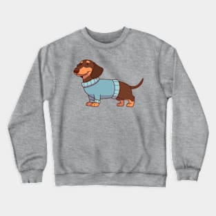 Black & tan dachshund wearing a blue sweater Crewneck Sweatshirt